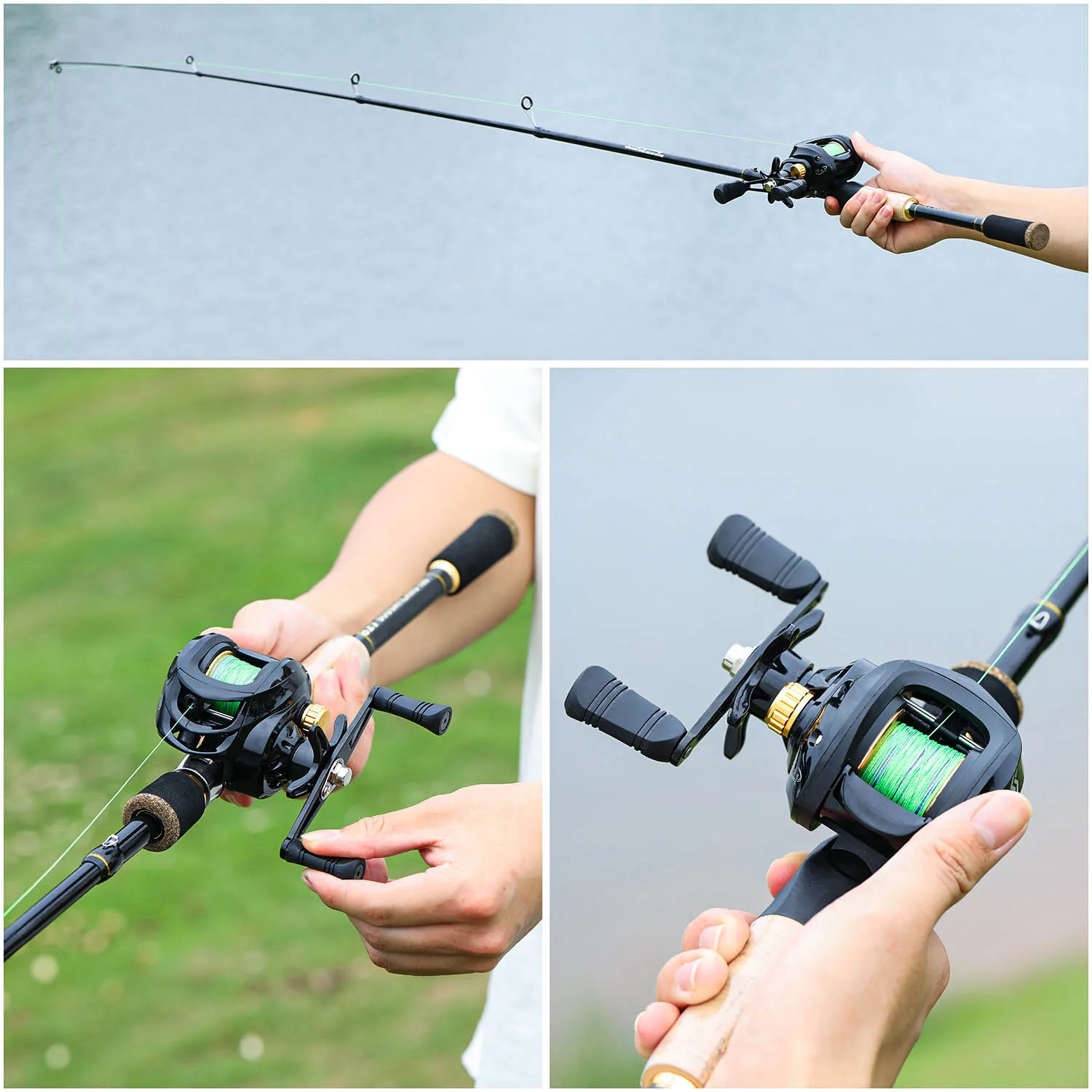 Sougayilang Baitcasting-Angelrute- und Rollen-Set, 1,6 m–2,1 m, Teleskop-Angelrutenrolle, Kombi-Komplettset, Angeltasche, Bass-Mist – Detail 4