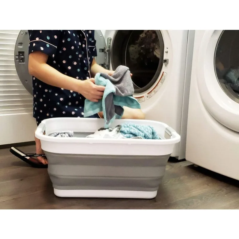 

41L (10.8 gallon) Collapsible Plastic Laundry Basket-Foldable Pop Up Storage Container/Organizer-Portable Washing Tub-Sp