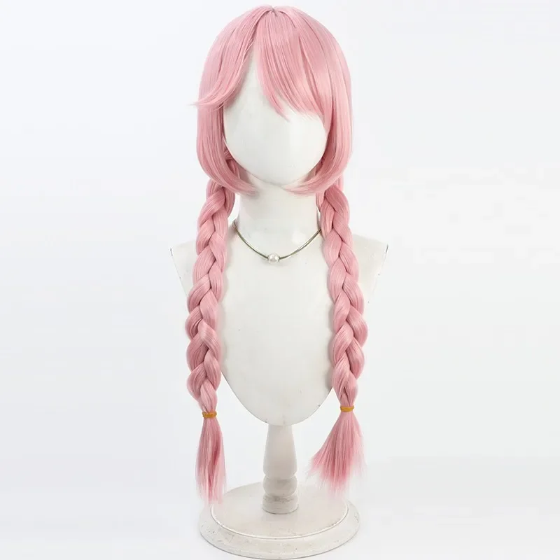 Game OW Mei Cosplay Wig Meiling Zhou Long Pink Braided Heat Resistant Synthetic Hair Anime Game Party Role Playing Wig+ Wig Cap