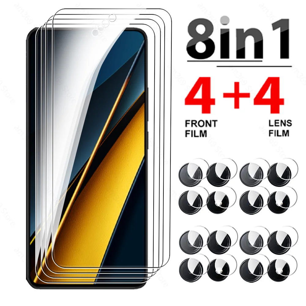 8in1 Camera Film For Xiaomi Poco X6 Pro 5G Tempered Glass Case Poko Poxo Little X6Pro X 6 6X 2024 HD Lens Screen Protector Cover