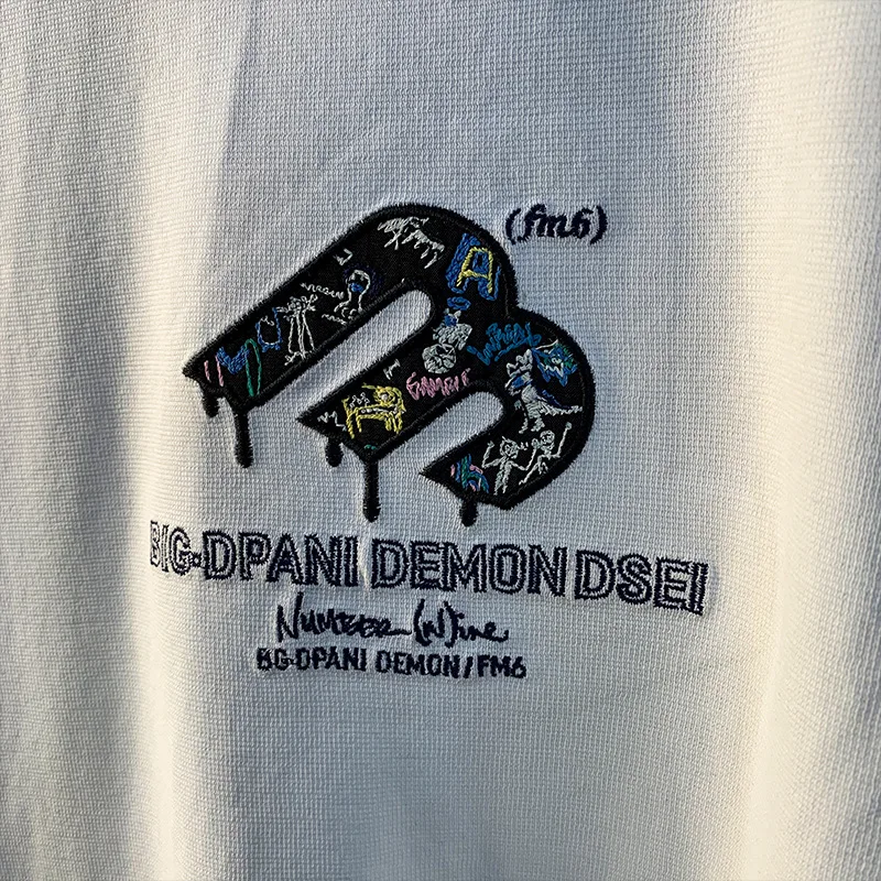 Wysokiej klasy haftowana koszulka męska z nadrukiem na lato, luźna gumka, lekki luksusowy trend, swobodny top z krótkim rękawem