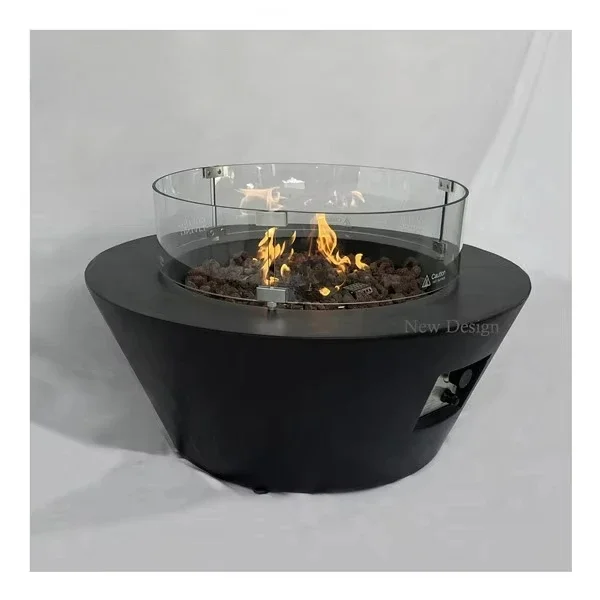 Modern Fire Table Outdoor Design Firepit Glass Round Metal Fire Pit Coffee Table for Villa