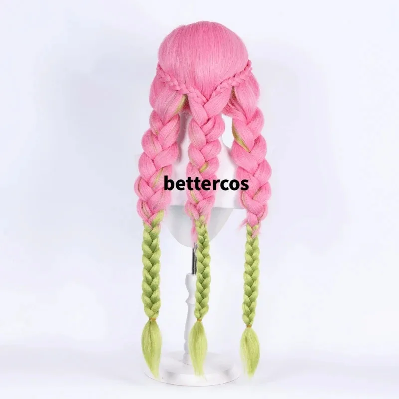 Mitsuri Kanroji Long Pink Green Heat Resistant Hair Authentic Cosplay Wigs + Wig Capc;3.k'6;d.a;