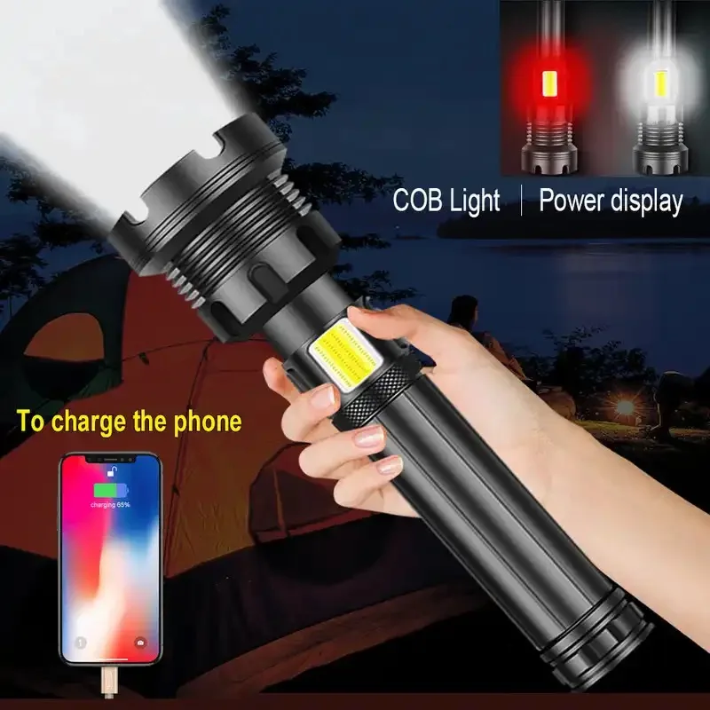 LED XHP90.2 Most Powerful Flashlight 8-core USB Rechargeable Torch Zoomable 26650 Self-defense Hand Lamp for Camping Hunting