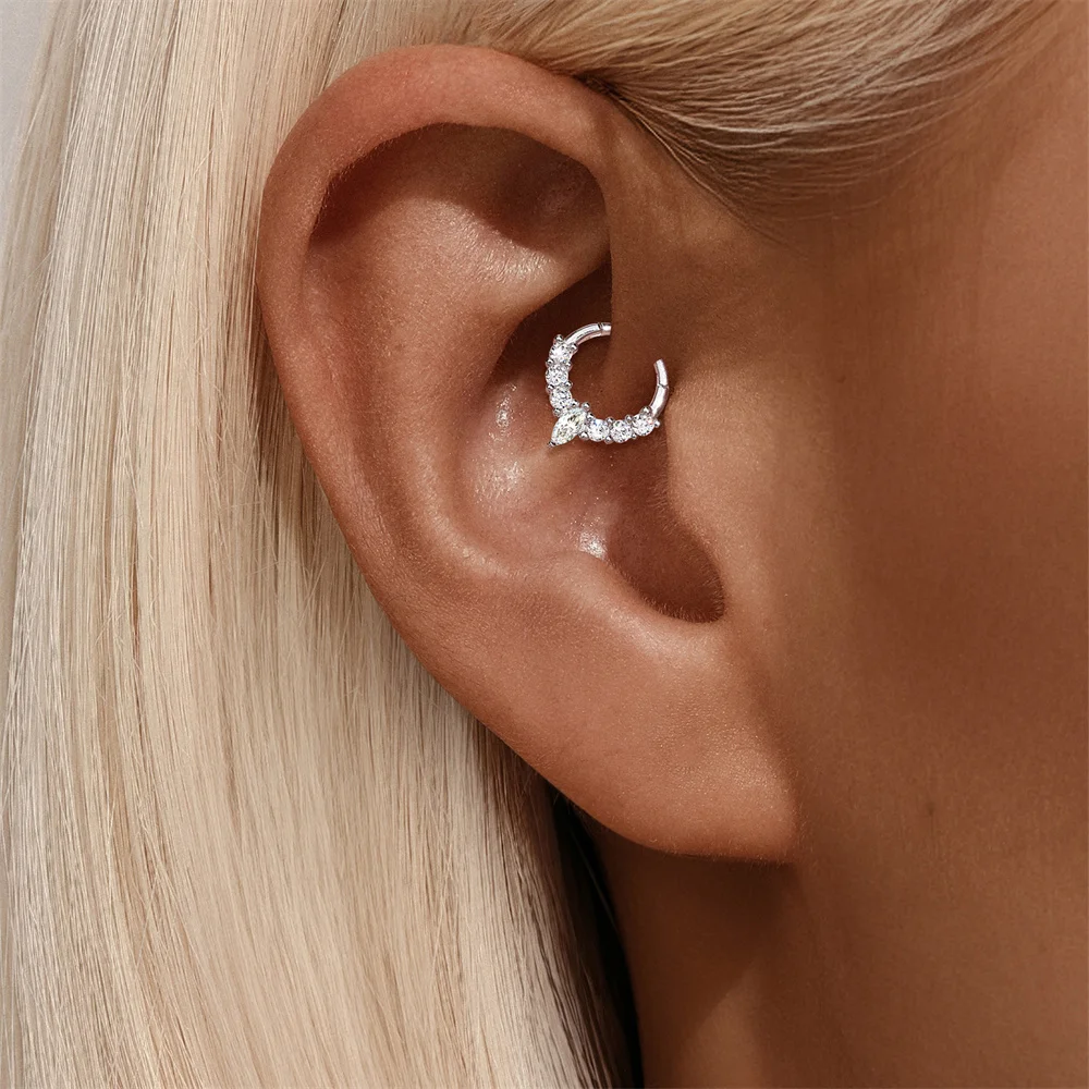 KOJ 1PC 925 Sterling Silver Moissanite Hoop Earring For Women Hypoallergenic Fine Jewelry Accessories