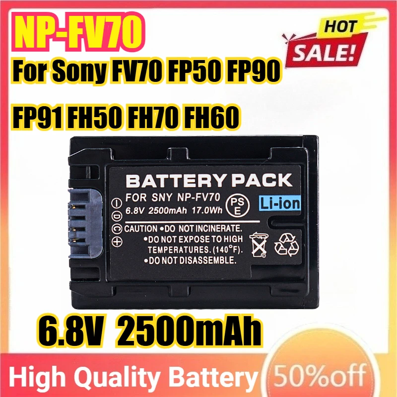 

NP-FV70 NPFV70 6.8V 2500mAh Camera Battery For Sony FV70 FP50 FP90 FP91 FH50 FH70 FH60 FH100 HDR-CX170 HDR-CX300 CX170
