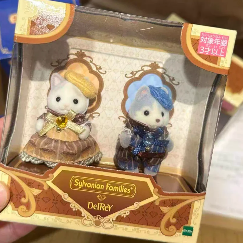 

Genuine Anime Sylvanian Families Diamond Chocolate Set Latte Cat Husky Kawaii Forest Family Kawaii Ornaments Decoration Gift