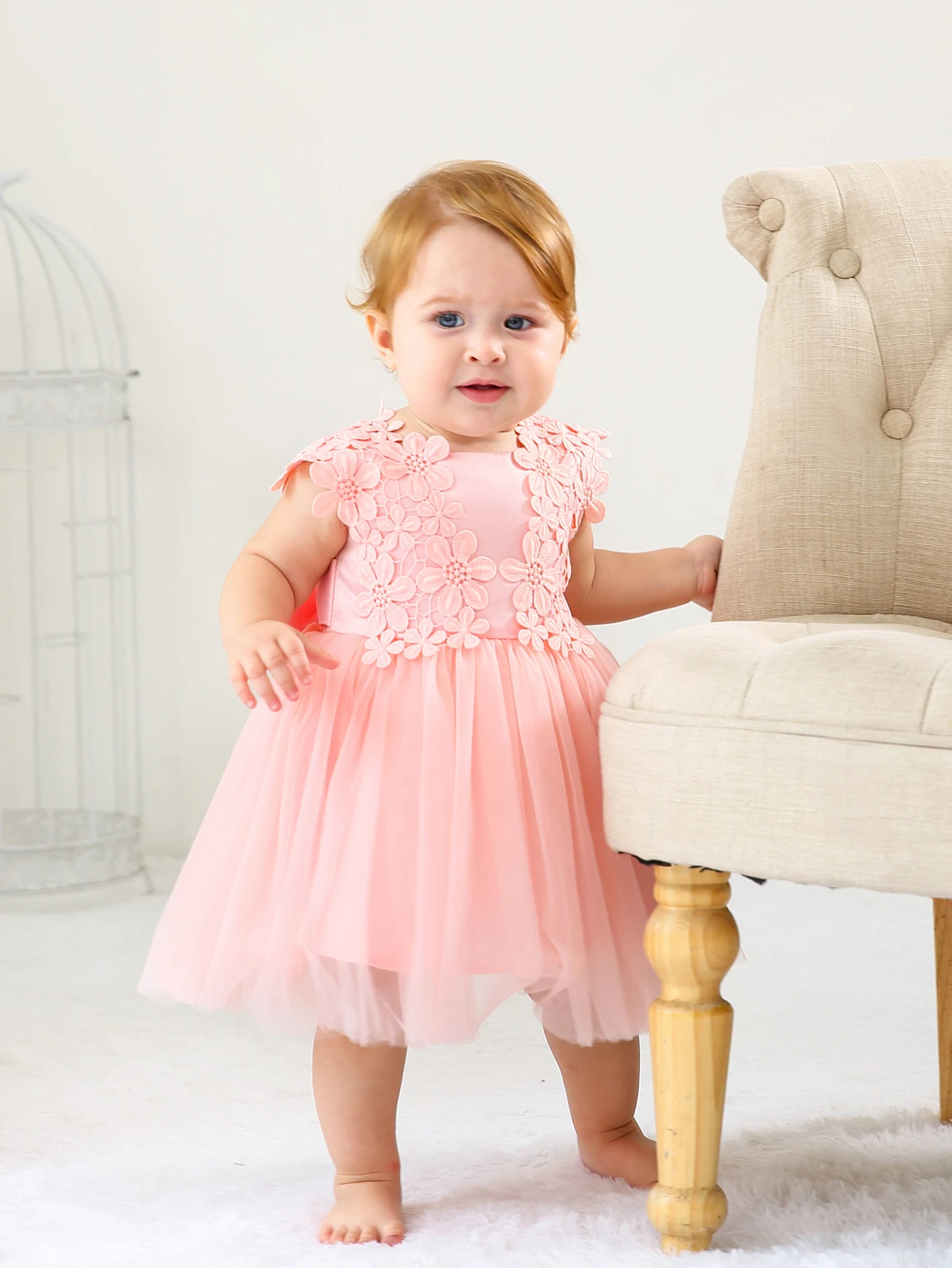 Infant Lace Dress Pink Girls Dresses 1 Year Baby Birthday 1 Years Children Party Dresses