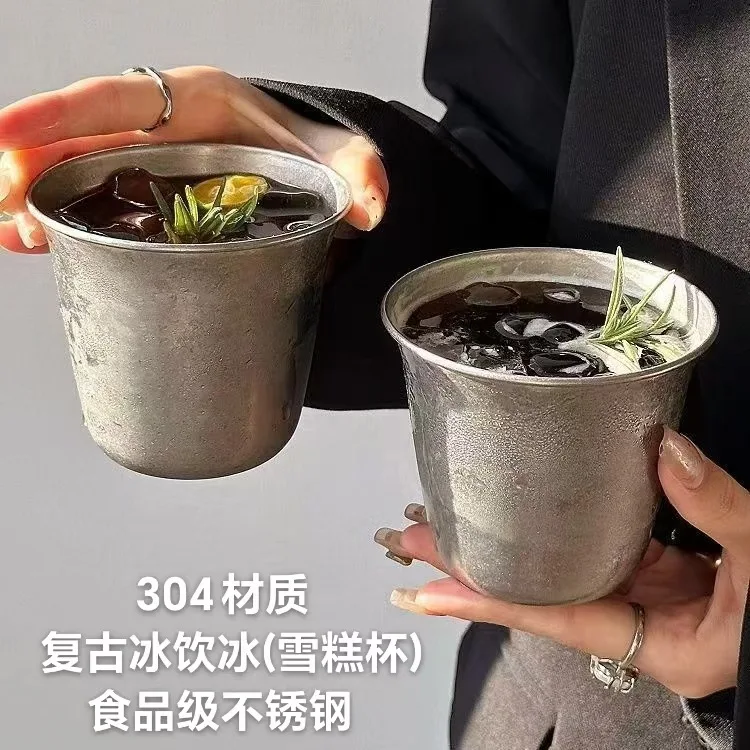 

Retro American matte food grade stainless steel coffee cup water cup cold drink cup thickened wide mouth cup industrial style