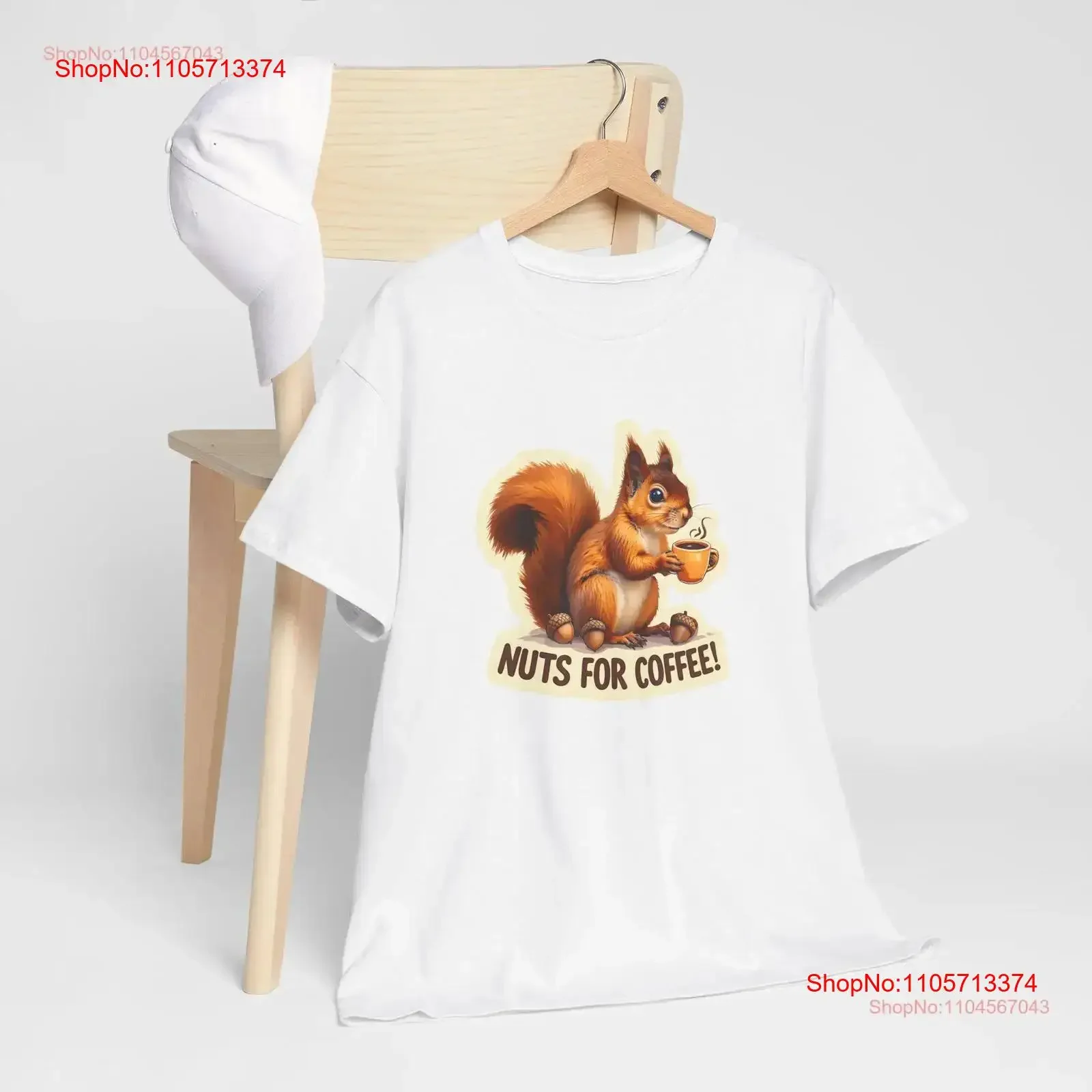 Whimsical Squirrel with Coffee Cup and Acorns T Shirt vintage Washed Casual Top For Everyday Wear graphic homme