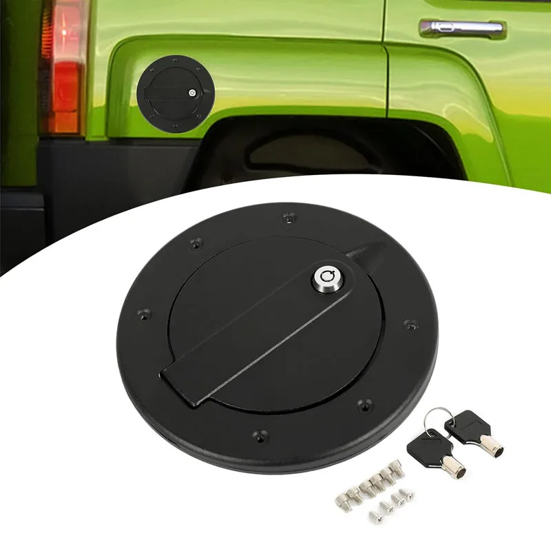 

Locking Gas Cap Cover Compatible with 2003-2010 Hummer H3 H3T Fuel Tank Filler Door with Lock Aluminum Exterior Accessories