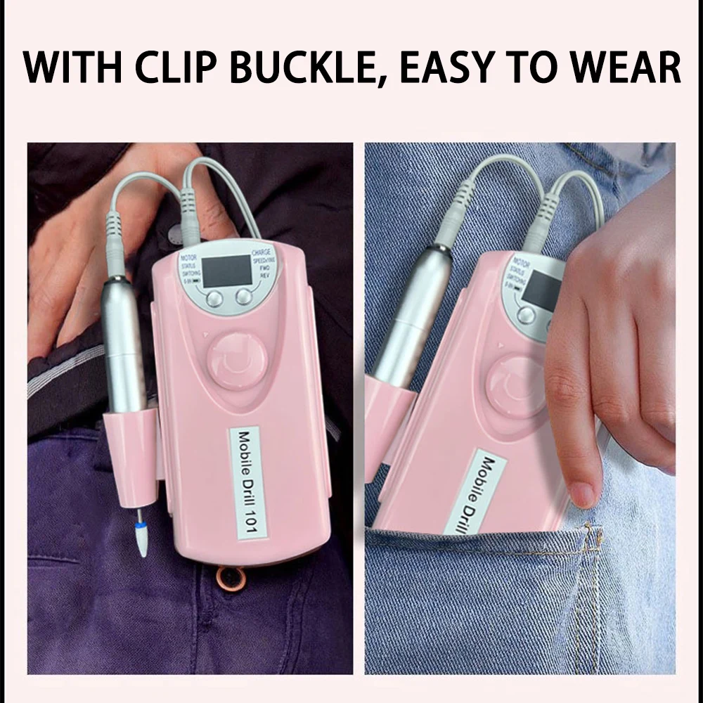 Tragbare Nagelbohrmaschine, 35.000 U/min, wiederaufladbare E-Feile mit Bits-Set zum Entfernen von Acryl-Gel-Polier