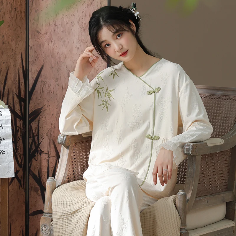 Autumn Winter Women Pajamas Set Cotton Women's Pyjamas Long Sleeve Casual Soft Female Homewear Sleepwear