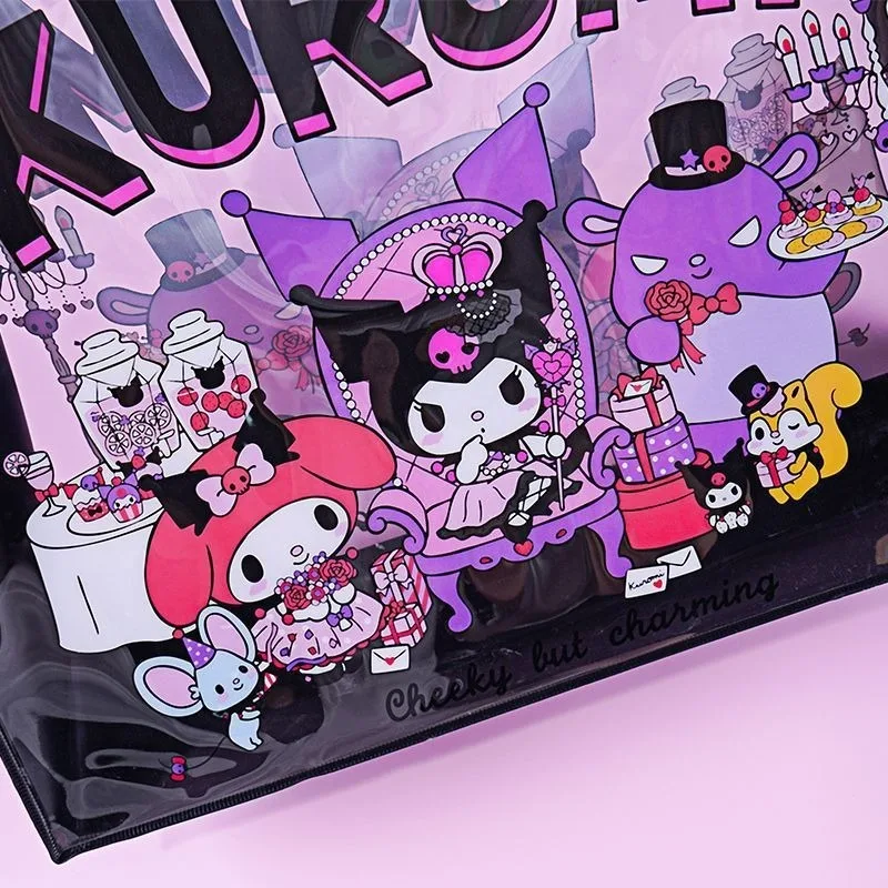 Sanrio Kuromi modne przezroczyste torby damskie casualowe estetyczne śliczne torby z naszyjnik z koralami Y2k nowa torba na ramię torebki damskie