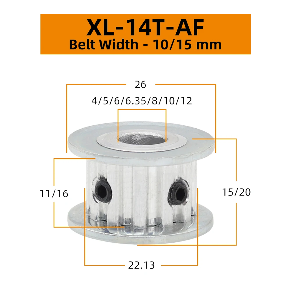 14 Teeth XL Timing Pulley Pitch 5.08 mm Alloy Pulley Bore 4/5/6/6.35/8/10mm Width 10/15 mm Timing Belt 3D Printer Parts XL14T