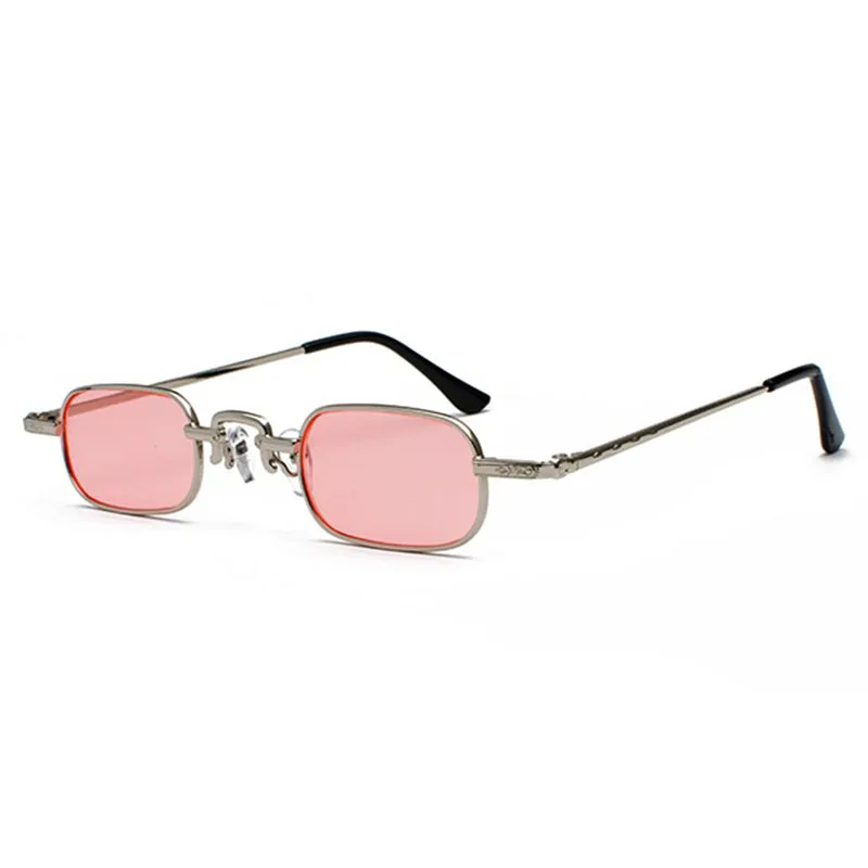 2Pcs Retro Punk Glasses Clear Square Sunglasses Female Retro Sunglasses Men Metal Frame - Black + Black Gray & Pink + Silver