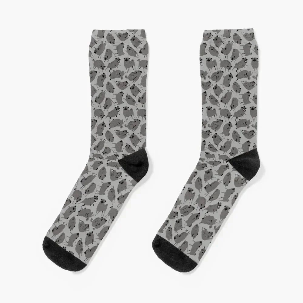 Pug Poses Pattern 2 Socks floor Crossfit Socks Male Women's