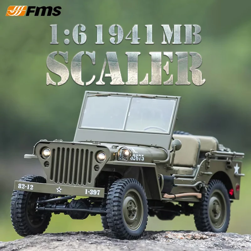 

Fms 1:6 climber 1941MB SCALER Willys remote control four-wheel drive Jeep WWII off-road climbing vehicle model RC toy No battery