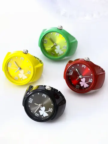 Colorful Clover Ring Watch Fashion Trend Simple Multi Color Finger Watch Men's and Women's Couple Watch