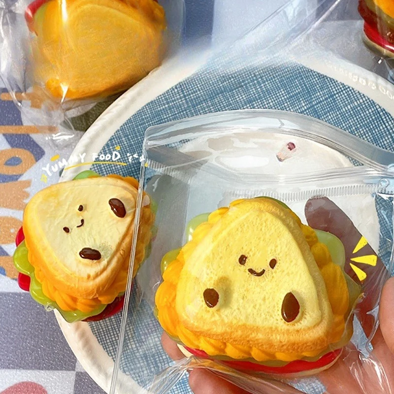 Cartoon Simulation Sandwich Toast Squeezing Decompression Toy Cute Hamburger Soft Mochi Toys Fidget Toys Kid Adult Gifts