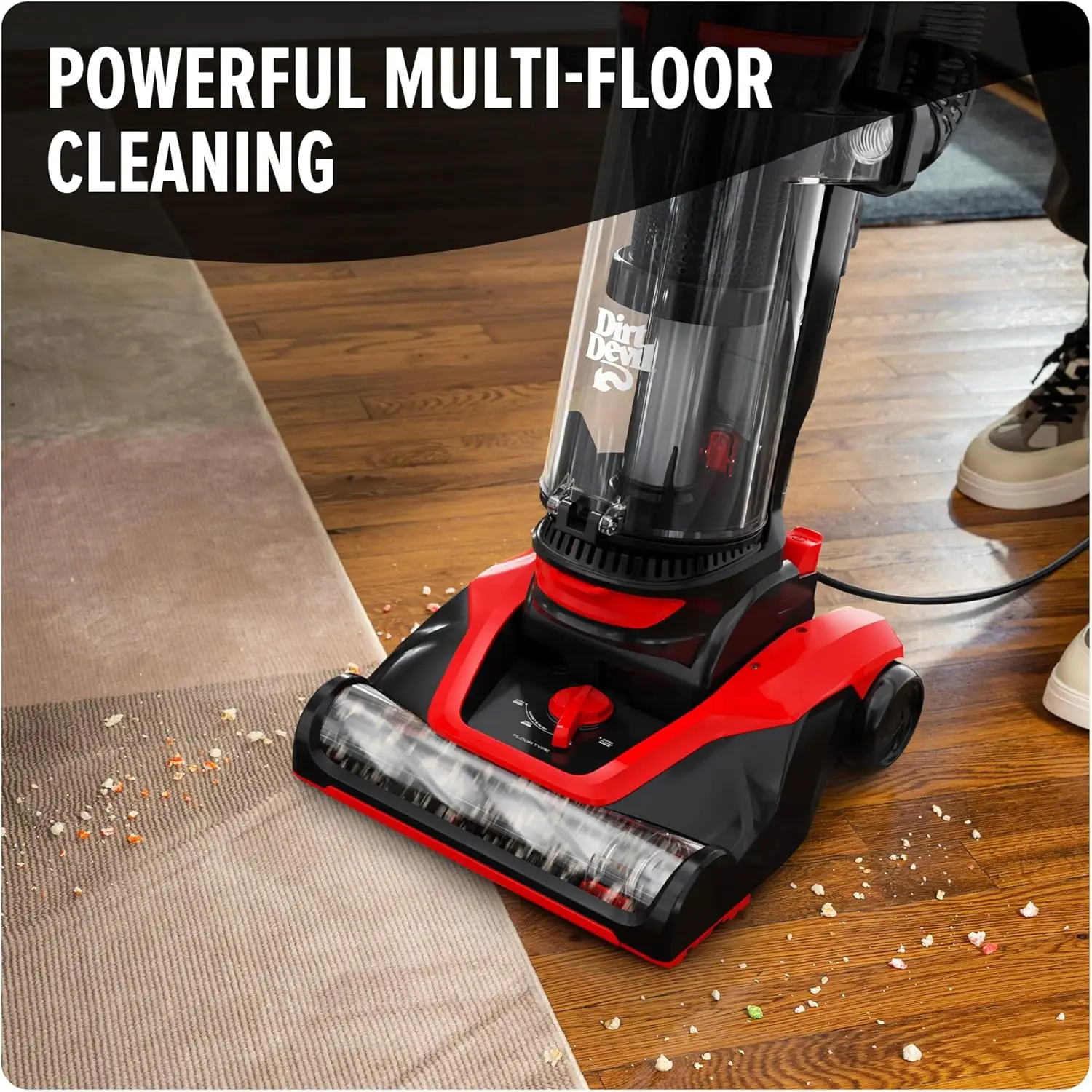 Multi-Surface Extended Reach+Bagless Upright Vacuum Cleaner Machine for Carpet and Hard Floor Height Adjustment Powerful Suction