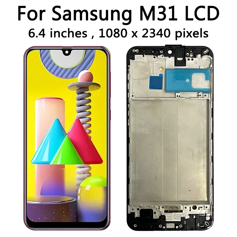 Super AMOLED For Samsung M31 LCD M315 M315F SM-M315F LCD Display Touch Screen Digitizer Repair Parts M31 Display M315 LCD