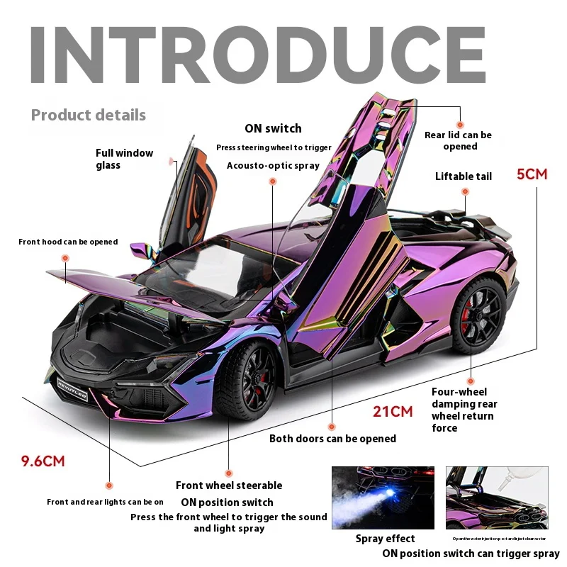 Spray 1/24 Lamborghini Revuelto Supercar Alloy Die Casting Model