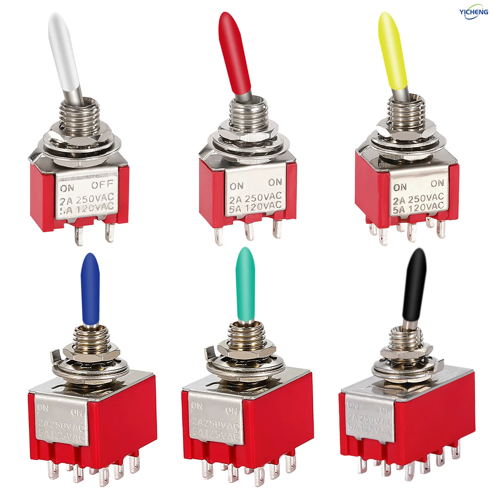 10Pcs 6mm Small Red switch rocker switch 2A/125V 5A/250VAC,toggle switch handle soft leather cover anti-static insulation sheath