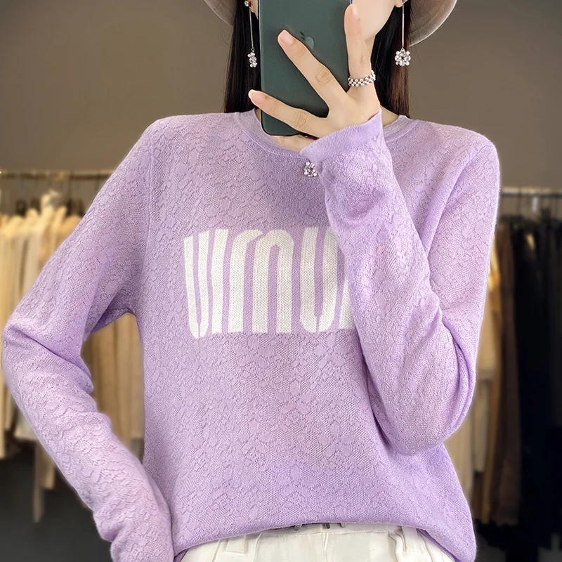 2024 Women\'s cashmere sweater Women\'s sweater Pullover Embroidered sweater Bottom sweater Spring and Autumn cashmere sweater Top