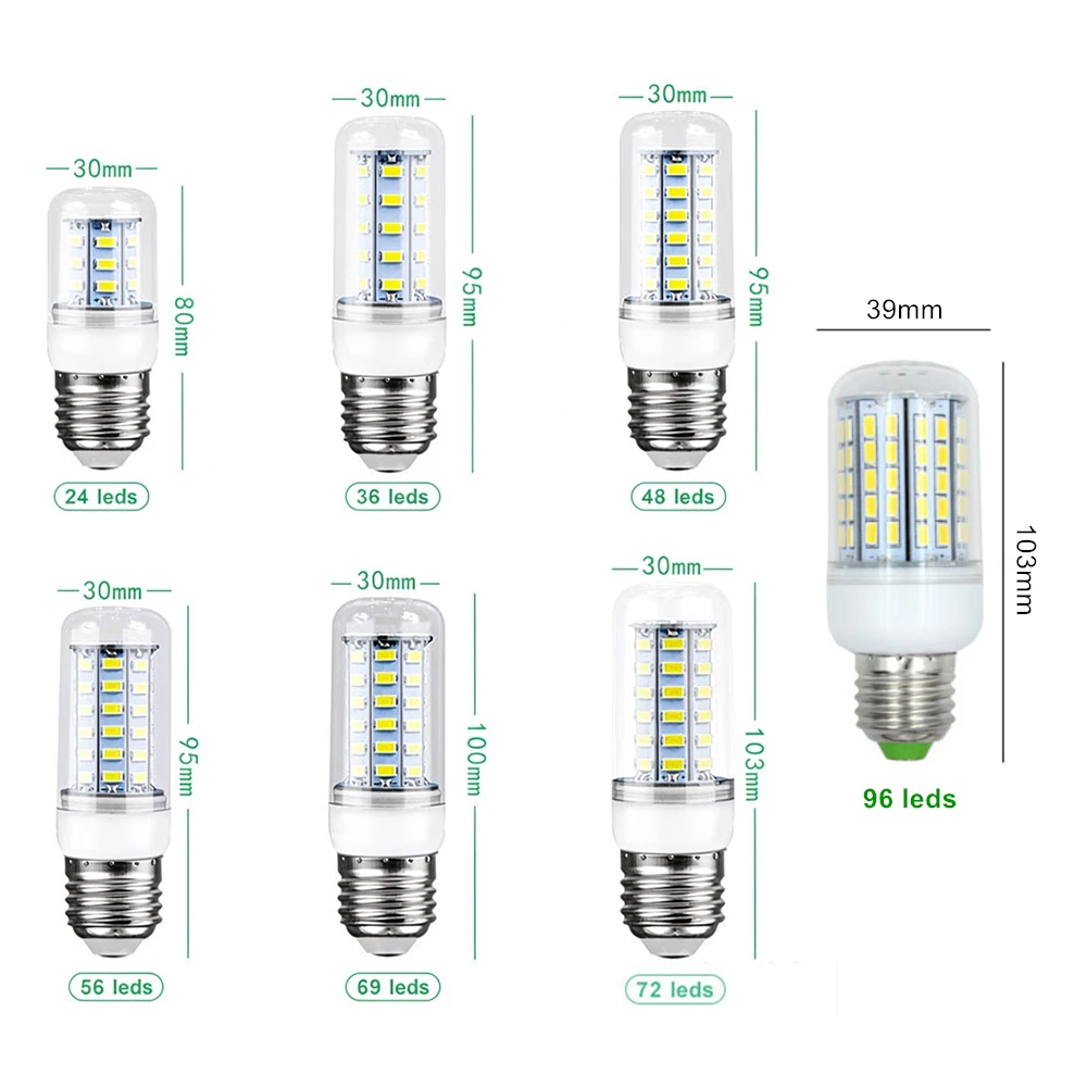 2PCS E14 E27 G9 LED Lamp 110V Corn Bulb 24 36 48 56 69 72 96LEDs SMD 5730 Ampoule Lampada Chandelier Lighting Candle LED Light