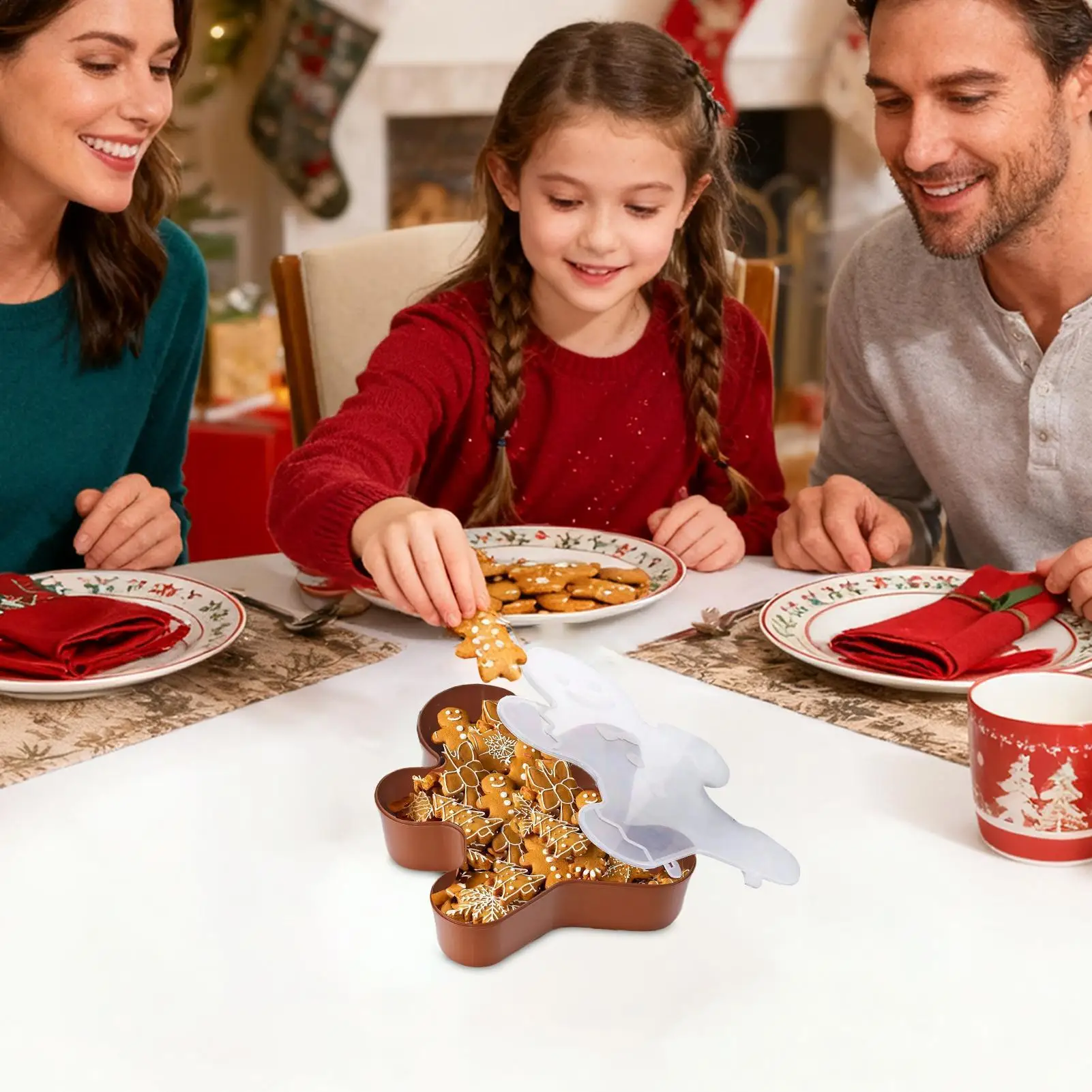 Christmas Cookie Box & Candy Tray, Serving Organizer For Treats, Nuts, Fruit, Popcorn, Dip & Dessert Party Table Storage Boxs