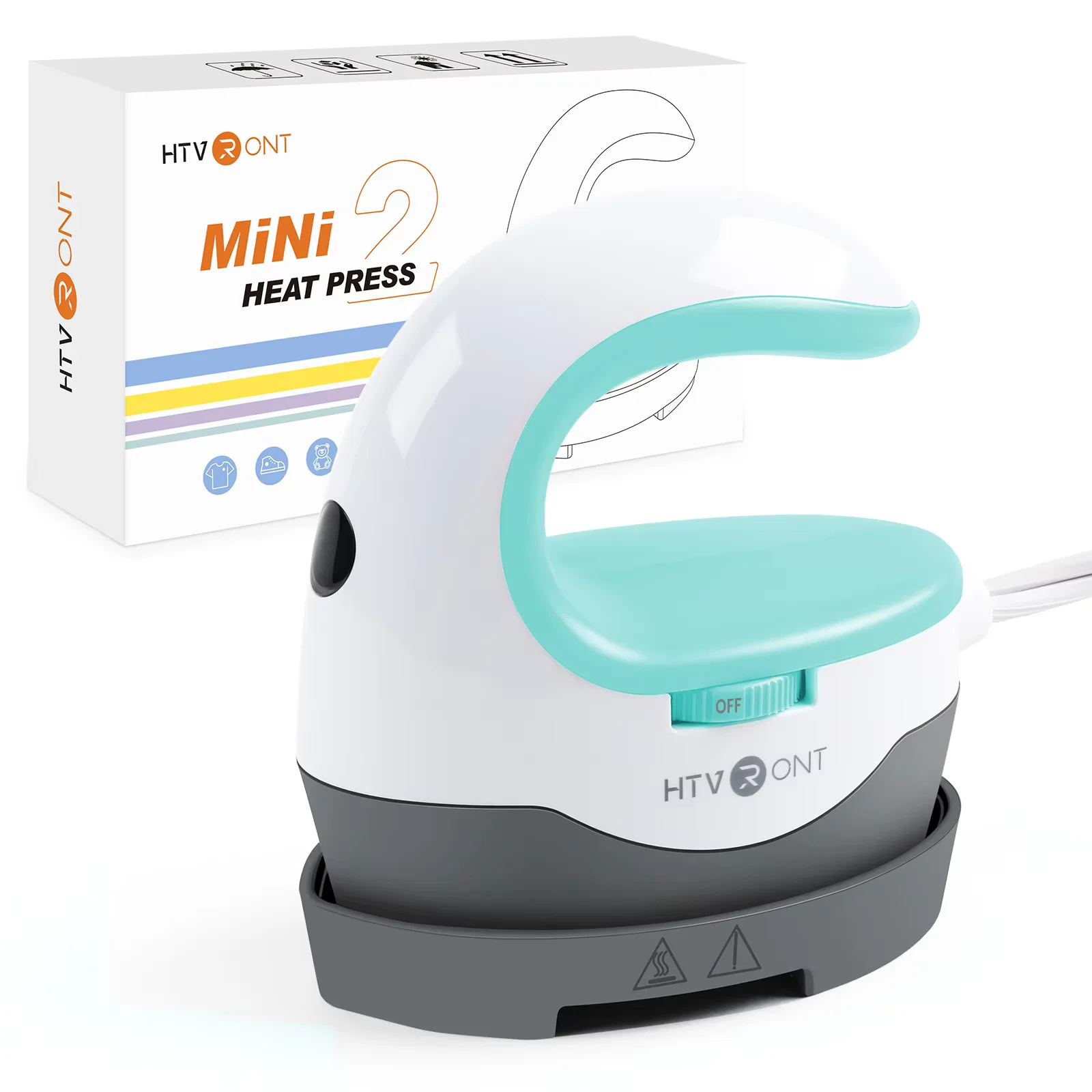 HTVRONT 2nd Gen Portable MINI Heat Press Machine DIY Auto Easy Heating Transfer Iron On HTV for Clothes Bags Shoes Hat T-shirts