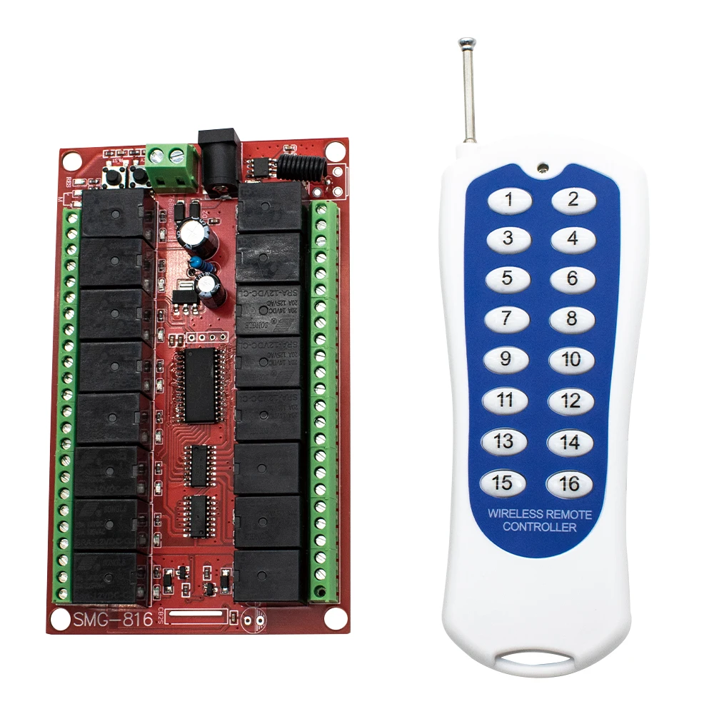 DC 12V 24V 16 Channel 16CH Relay RF Switch Remote Control Transmitter Receiver 433.92Mhz