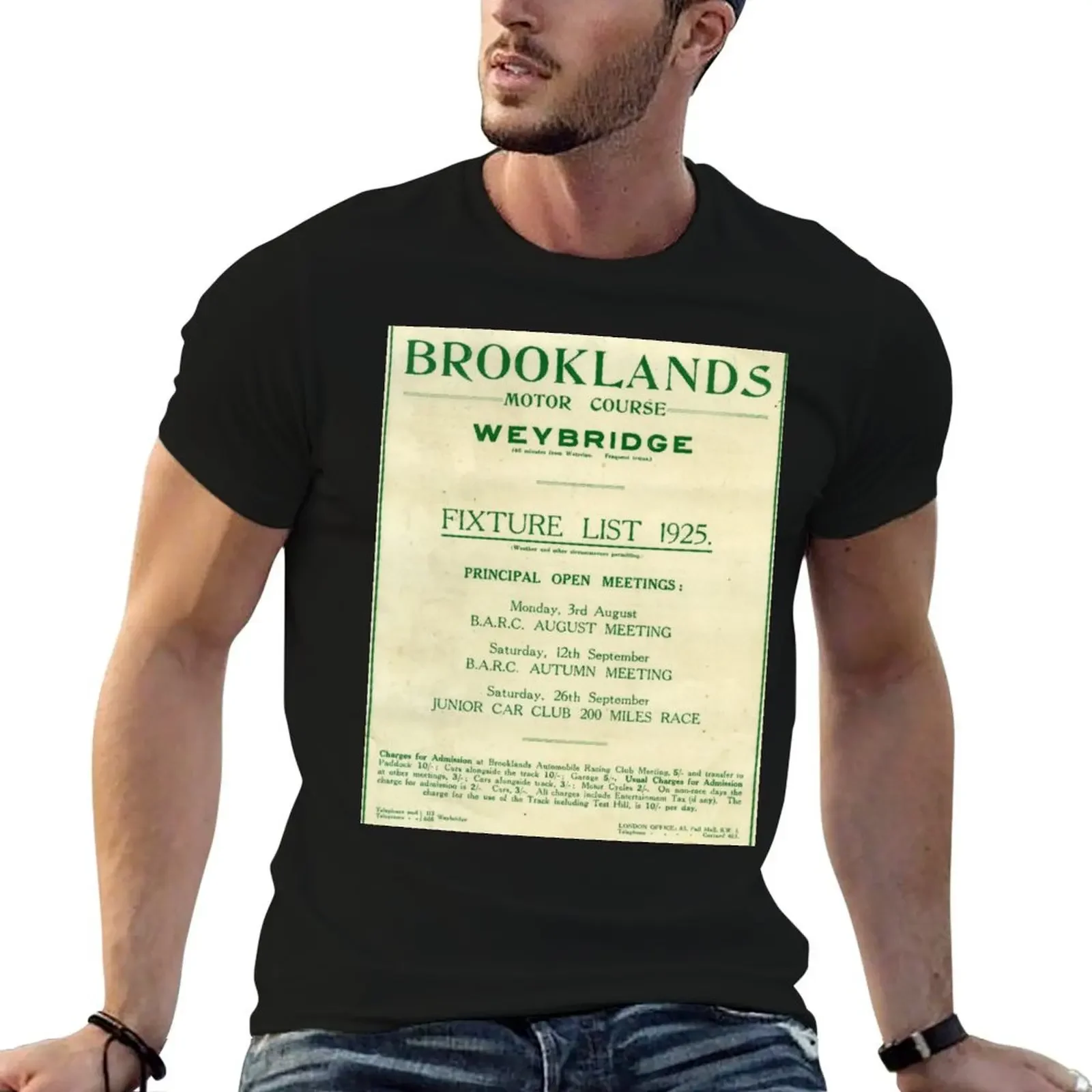 Brooklands Raceway 1925 Danger! T-Shirt anime graphic tee shirt anime clothes mens champion t shirts