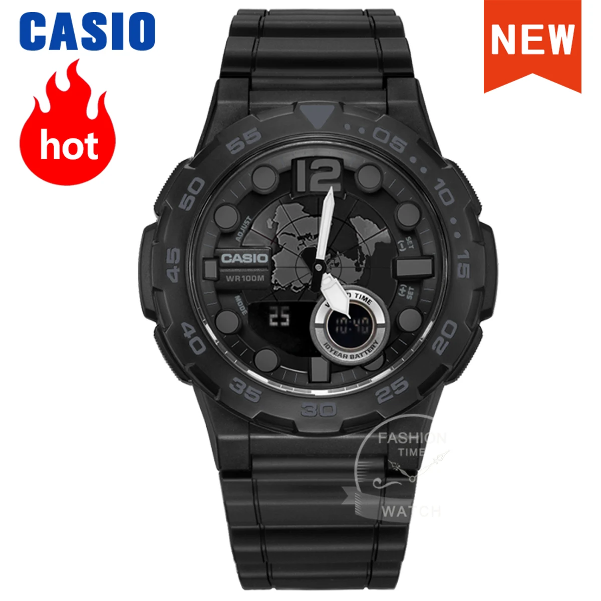 Casio Watch uomo originale al quarzo Sport 100 metri impermeabile Black Knight Gift Classic Set aeq-100