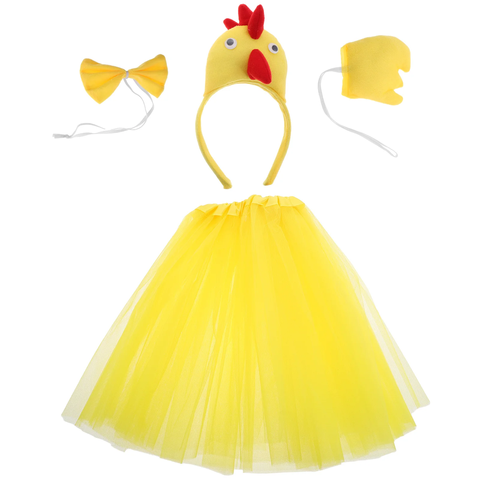 1Set Rooster Kids Costume Set Chicken Cosplay Outfit Headband Bow Tie Tail Tutu Skirt Party Birthday Dress Costume for Chicken