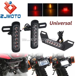 Universal Motorcycle B6 Dual License Plate LED Tail Brake Light ATV Burst Flash Stop Lamp Rear Turn Signal Light Auxiliary Light