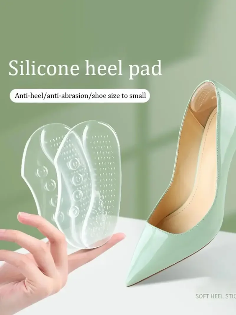 Almohadillas transparentes de silicona para el talón, antideslizantes y antirozaduras para zapatos holgados, protectores de talón de gel suave y grueso para tacones altos, plantillas para prevenir ampollas, plantillas de media talla para evitar rozaduras en el talón