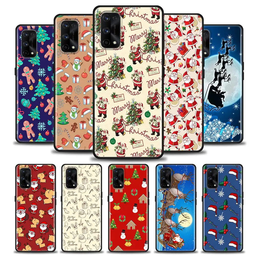 Silicone Case For Realme GT 5G Master Neo2 GT2 7i 8i 9i 5 6 7 8 9 Pro Shell Fundas Cover Merry Christmas Santa Claus Elk Snow