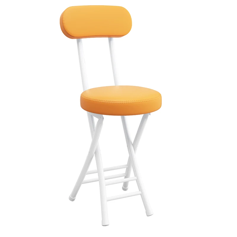 Padded Folding Dining Chair with Backrest Portable Balcony Stool Simple Versatile round Home Chair for Study Desk