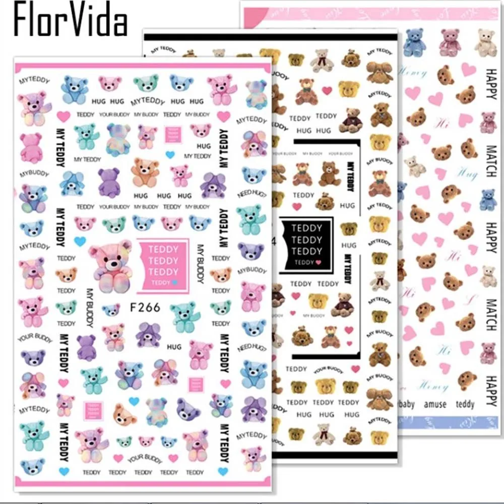 Accessori Decalcomanie Lamine per unghie Design squisito Adesivo per decorazioni artistiche Adesivi per nail art 3D Adesivo per decorazioni per orsi carini