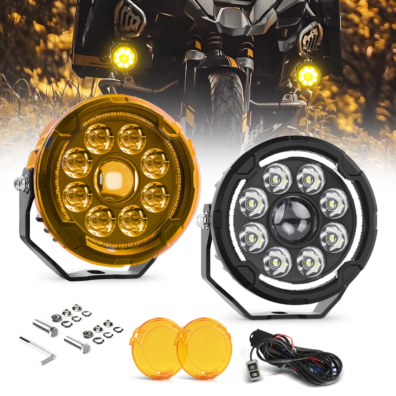 

[Strobe] Motorcycle LED Auxiliary Driving Light / Fog Light / for BMW R1250GS ADV for ‌Honda for ‌Yamaha for Suzuki for Triumph