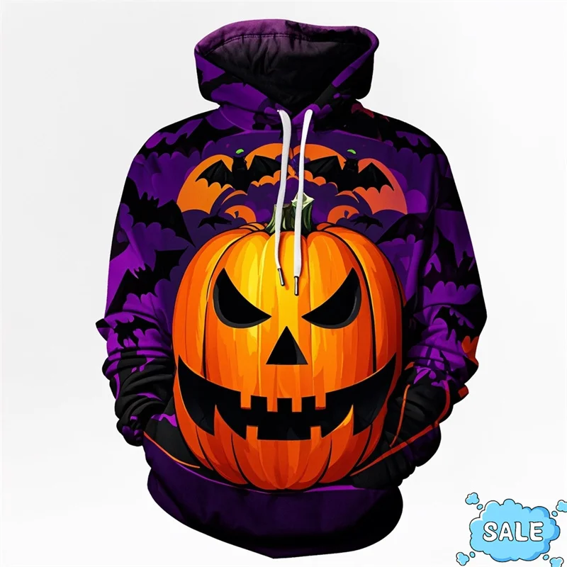 Harajuku 3D Printing Halloween Day Hoodies Men All Saints' Day Pumpkins Graphic Hooded Hoody Fashion Funny Pullovers Hoodie Tops