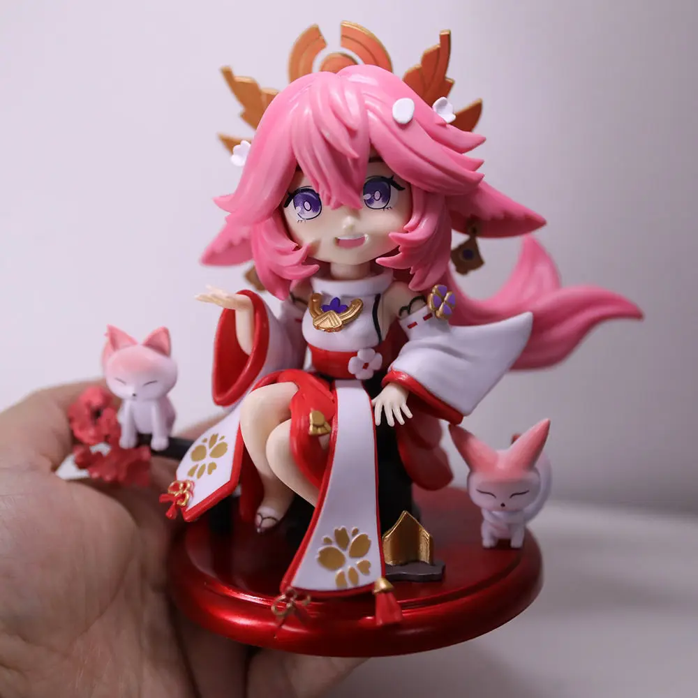 16CM Genshin Impact Figure Yae Miko Figures Q Version Beautiful Girl Game Characters Desk Ornament Collection Toys Birthday Gift