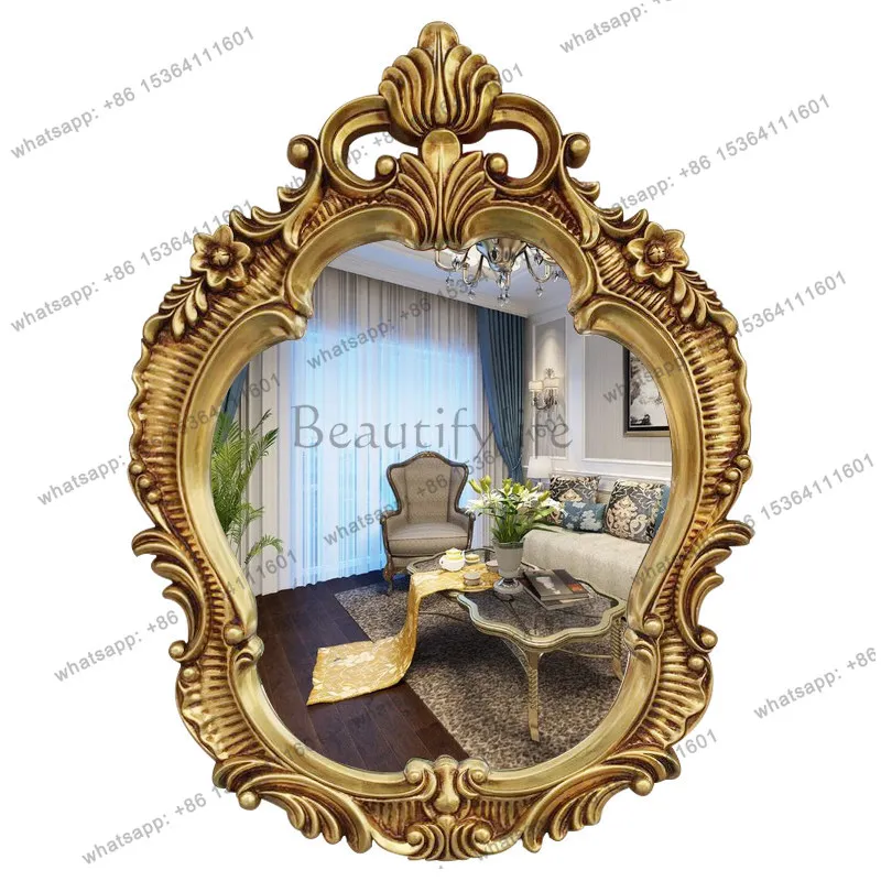 

European wall-mounted high-end bathroom mirror hotel decorative enigma mirror