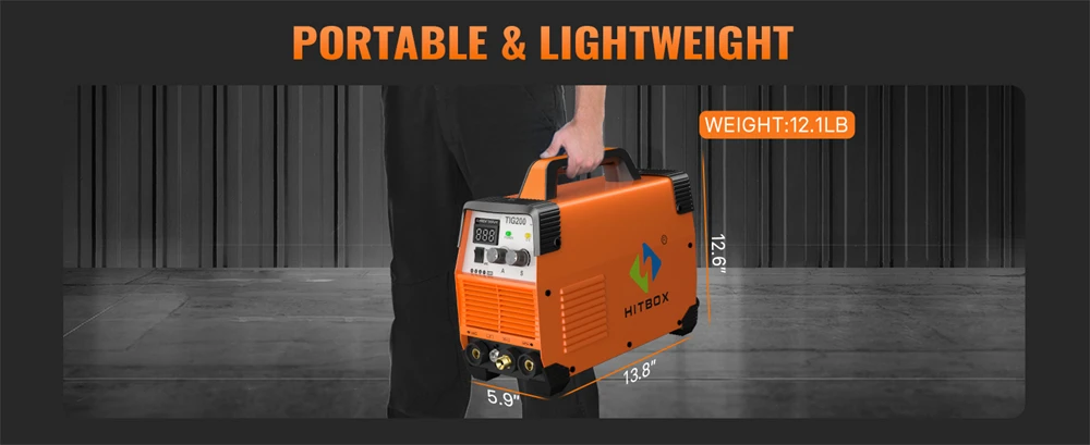 TIG Welder 200A HITBOX TIG200 3 in 1 HF TIG MMA ARC Stick IGBT Inverter Welding Machine Arc Force Hot Start Outdoor Home DIY