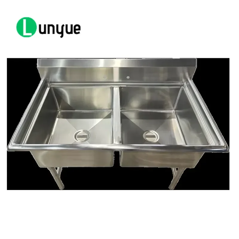 Heavy Duty Double Bowl Kitchen Sink Brushed 304 Stainless Steel Industrial Grade Commercial Restaurant Farmhouse 300kg Load
