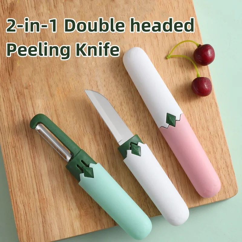 

2-in-1 Stainless Steel Double Headed Fruit Peeler, Kitchen Multi-Purpose Fruit Peeler, Outdoor Portable Knife