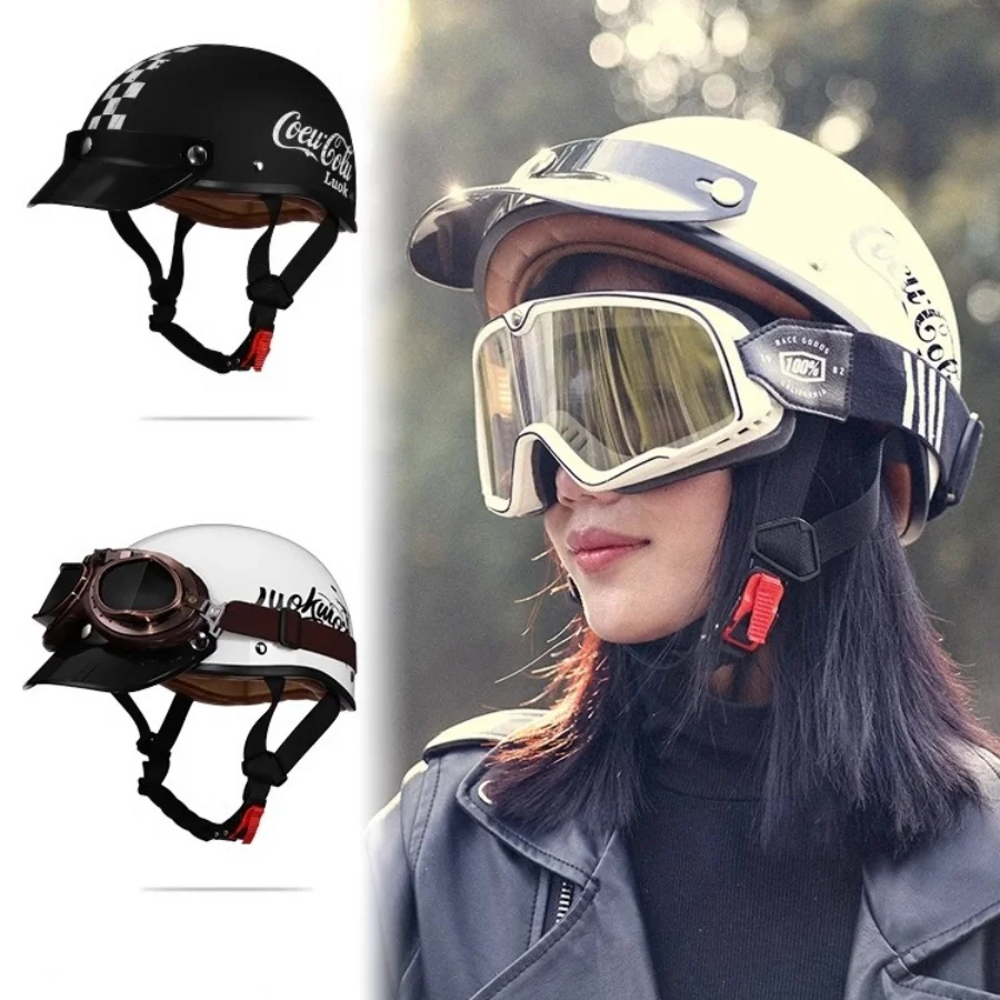 

Retro motorcycle helmet, men's four season pedal cruising scoop helmet, safety helmet, women's electric half helmet