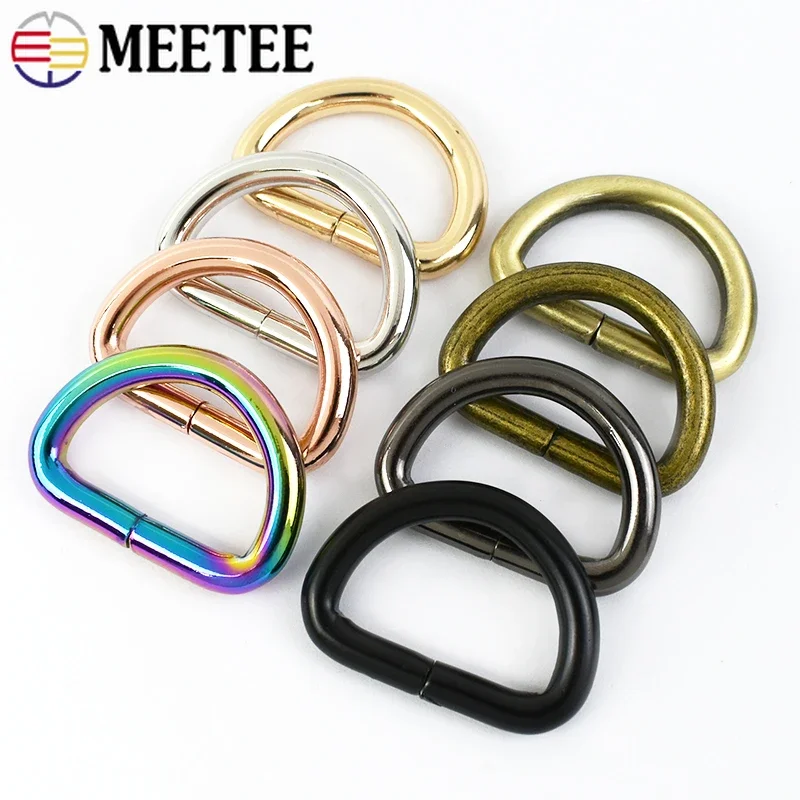 5-50Pcs Meetee 25mm D Rings for Bag Strap Backpack Belt Metal Buckles KeyChain Connect Loop Clasp Dog Collar Hook Accessories